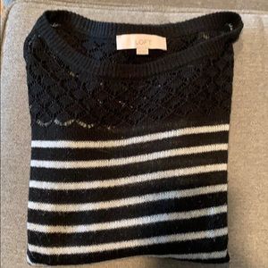 Loft crew sweater black and white stripe